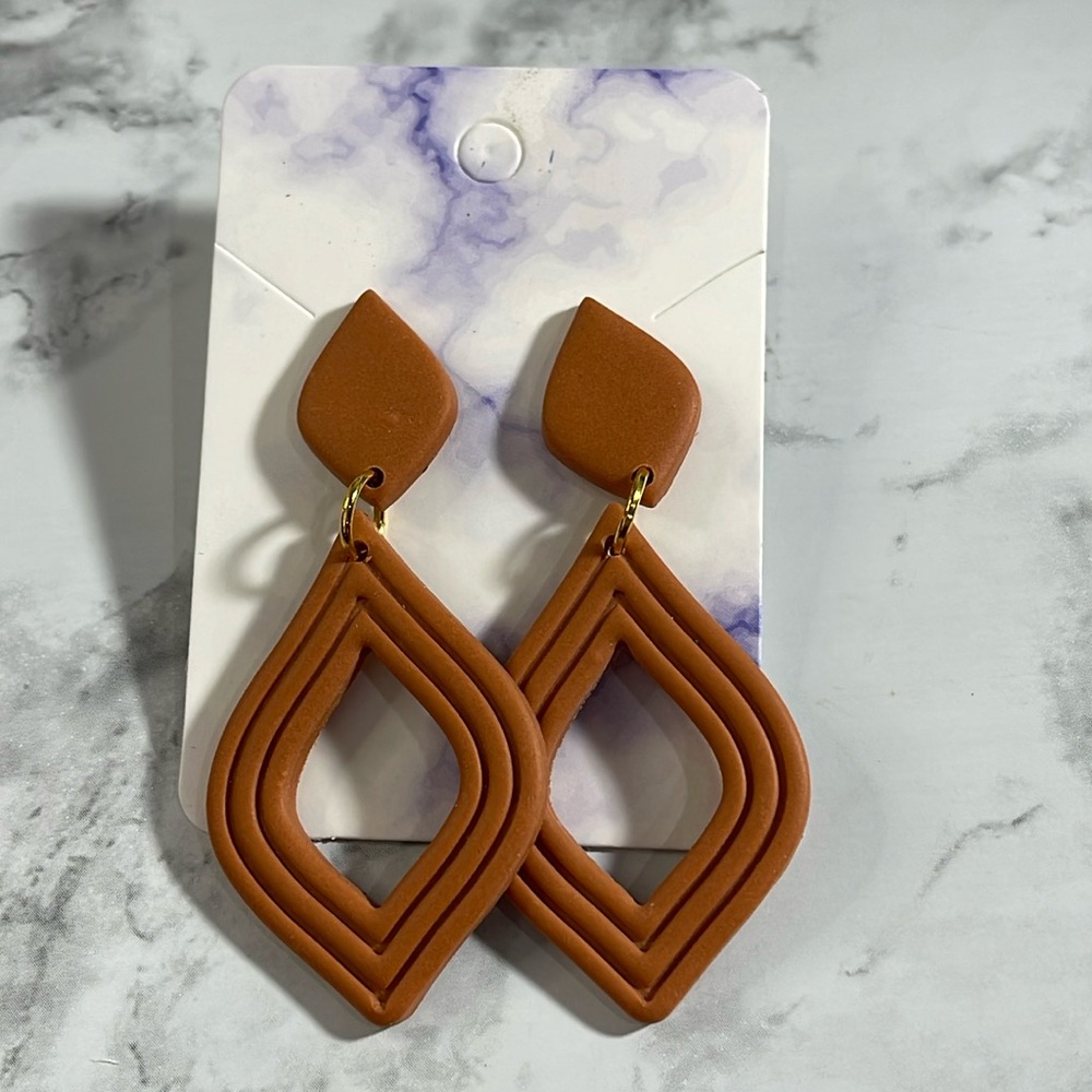 Handcrafted Lightweight Dangle Earrings in a Burnt Orange Color